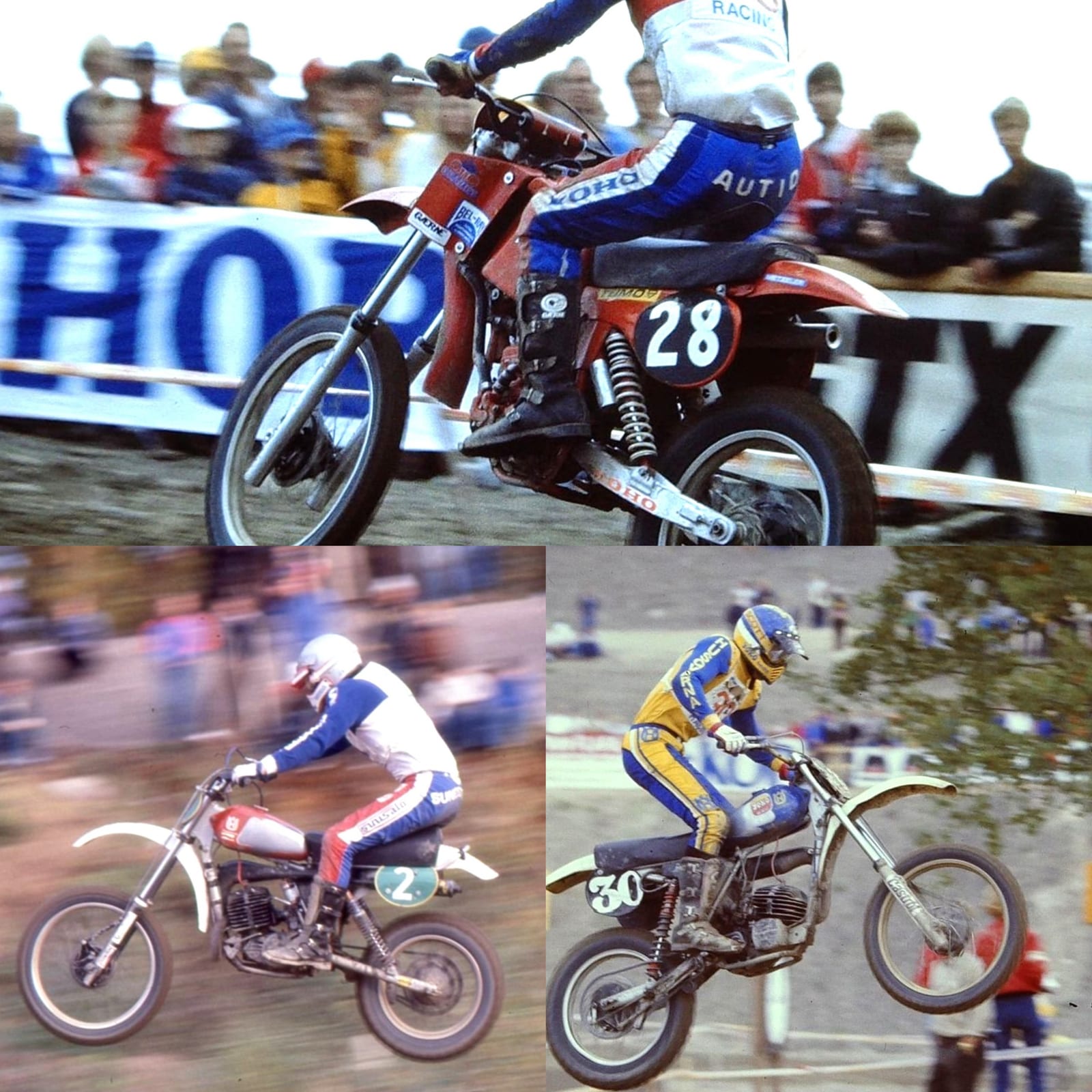 Matti Autio (Koho) , Erkki Sundström (Sinisalo) ja Pauli Piippola (Yoko) kilpa-asuissaan